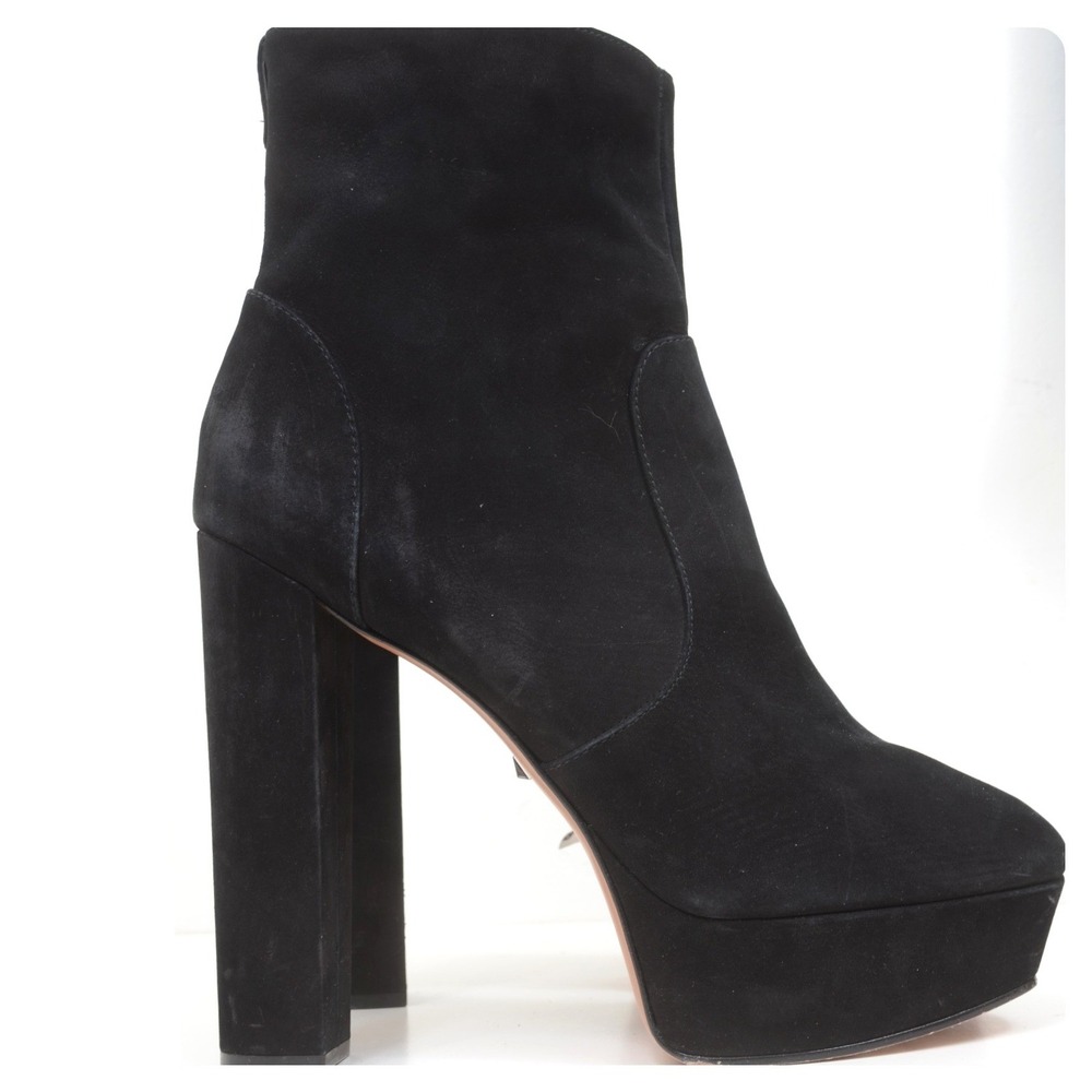 Schutz Women's 11B Black Suede Platform Ankle Booties High Heels Whimsigoth Rave